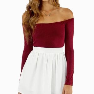 Long sleeved off the shoulder Crop Top from Tobi